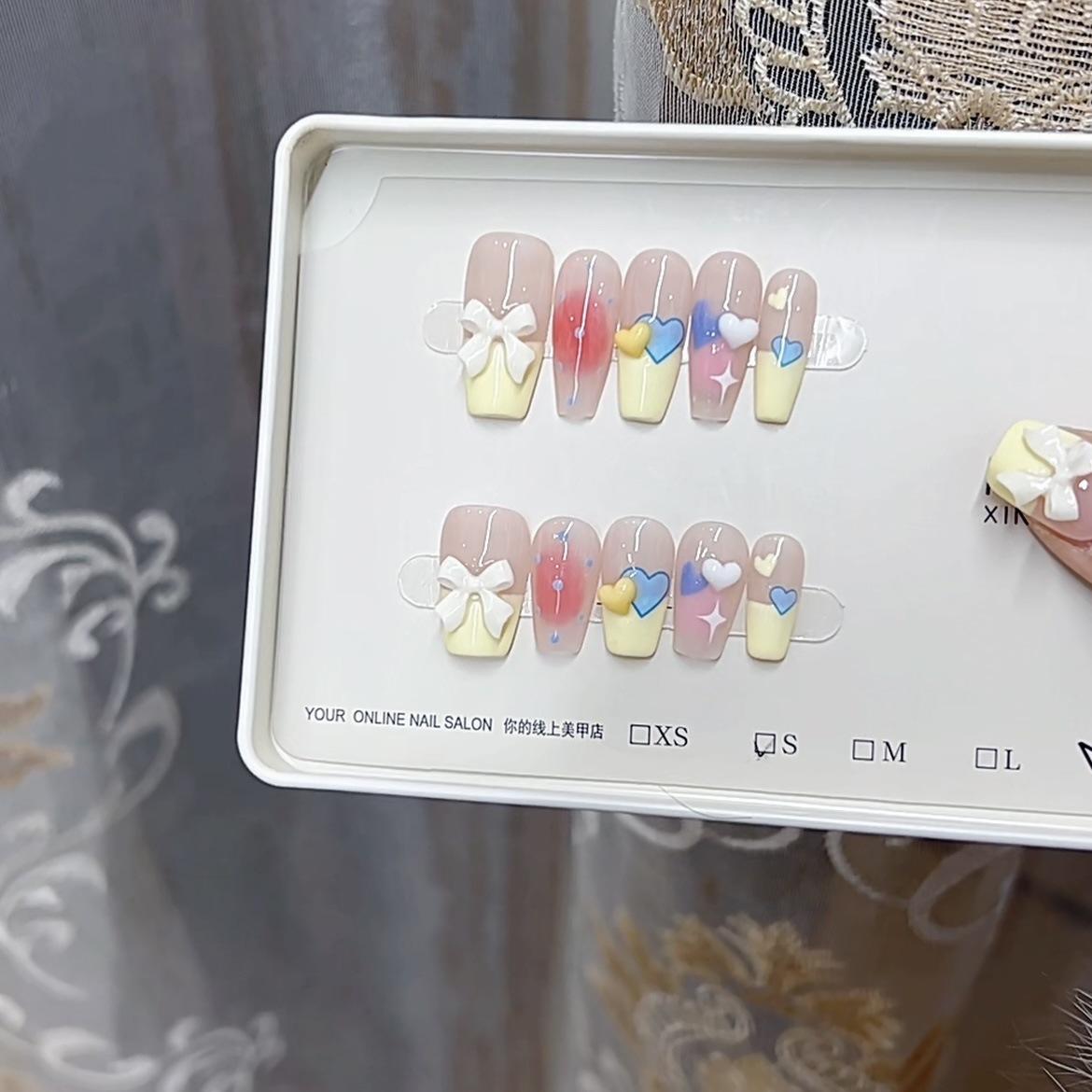 Сплетенный вручную Kasumi Macaron, расписанный вручную, румяный французский сладкий темперамент, отбеливающий маникюрный патч large L