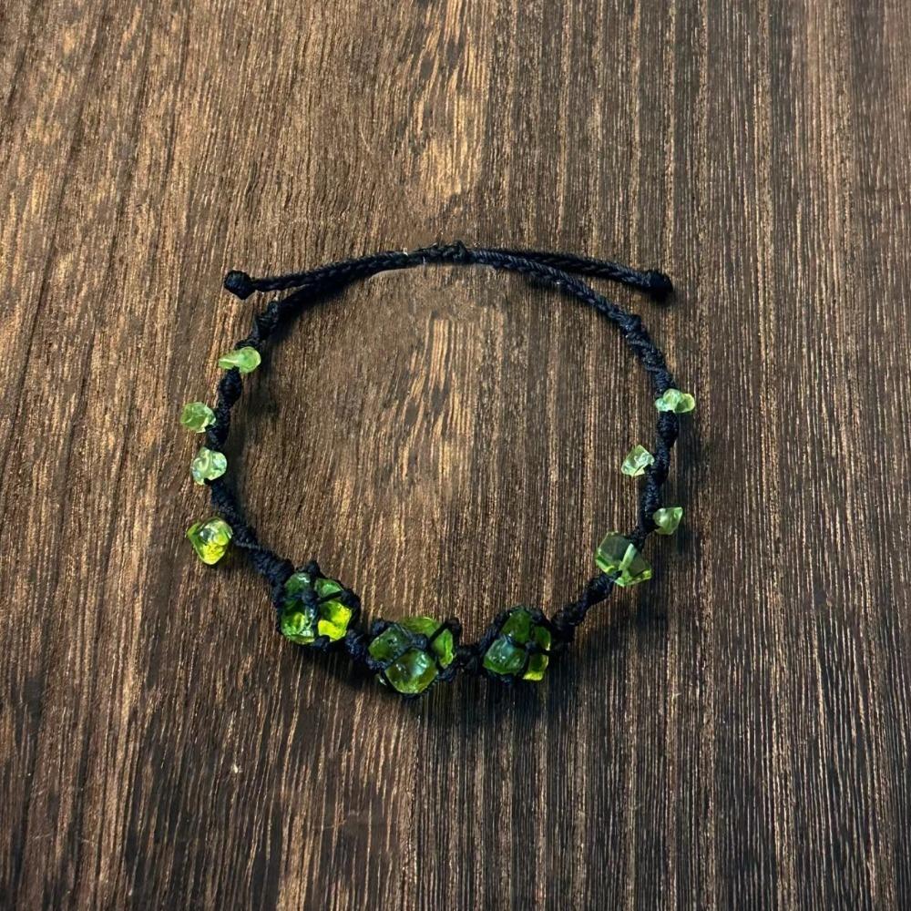 Вязаный вручную Тканый вручную Флуоресцентный браслет Цветной браслет из камней неправильной формы Подарок чёрный/зелёный