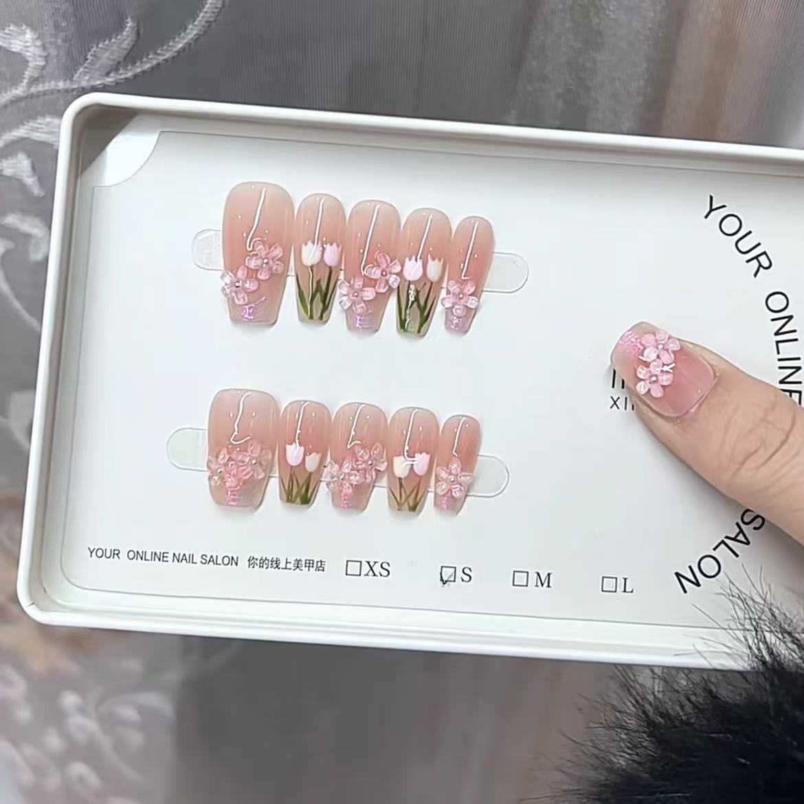 Плетеная вручную брошь-тюльпан, расписанная вручную, румяна, лед, сладкая температура, отбеливающий маникюрный патч large L